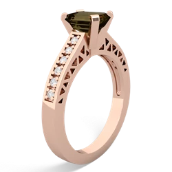 Smoky Quartz Art Deco Engagement 7X5mm Emerald-Cut 14K Rose Gold ring R26357EM