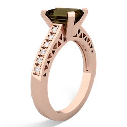 Smoky Quartz Art Deco Engagement 8X6mm Emerald-Cut 14K Rose Gold ring R26358EM