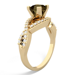 Smoky Quartz Diamond Twist 5Mm Square Engagment  14K Yellow Gold ring R26405SQ