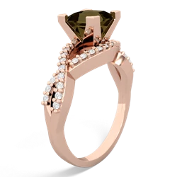 Smoky Quartz Diamond Twist 6Mm Princess Engagment  14K Rose Gold ring R26406SQ