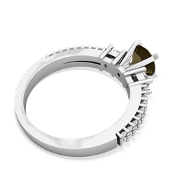 Smoky Quartz Classic 6Mm Round Engagement 14K White Gold ring R26436RD