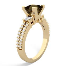 Smoky Quartz Classic 6Mm Princess Engagement 14K Yellow Gold ring R26436SQ