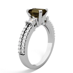 Smoky Quartz Classic 7X5mm Emerald-Cut Engagement 14K White Gold ring R26437EM
