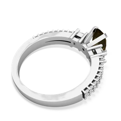 Smoky Quartz Classic 7X5mm Oval Engagement 14K White Gold ring R26437VL