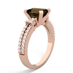 Smoky Quartz Classic 8X6mm Emerald-Cut Engagement 14K Rose Gold ring R26438EM