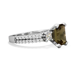 Smoky Quartz Classic 8X6mm Emerald-Cut Engagement 14K White Gold ring R26438EM