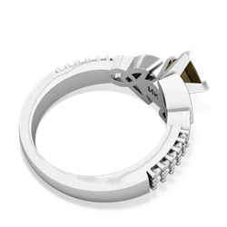 Smoky Quartz Celtic Knot 5Mm Square Engagement 14K White Gold ring R26445SQ