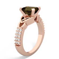 Smoky Quartz Celtic Knot 8X6 Emerald-Cut Engagement 14K Rose Gold ring R26448EM
