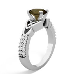 Smoky Quartz Celtic Knot 8X6 Oval Engagement 14K White Gold ring R26448VL