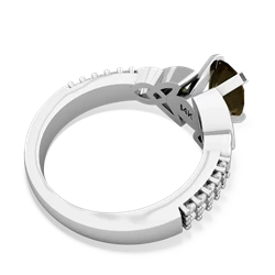 Smoky Quartz Celtic Knot 8X6 Oval Engagement 14K White Gold ring R26448VL