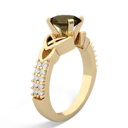Smoky Quartz Celtic Knot 8X6 Oval Engagement 14K Yellow Gold ring R26448VL