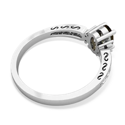 Smoky Quartz Filligree Scroll Oval 14K White Gold ring R0812