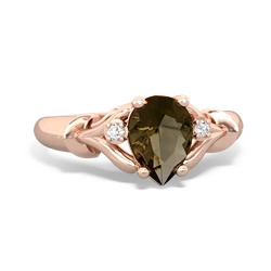 Smoky Quartz Precious Pear 14K Rose Gold ring R0826