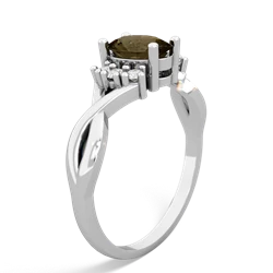 Smoky Quartz Victorian Twist 14K White Gold ring R2497