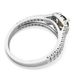 Smoky Quartz Pave Halo 14K White Gold ring R5490