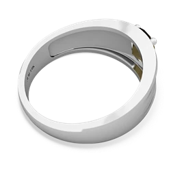Smoky Quartz Men's Two Lane 14K White Gold ring R0363