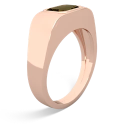 Smoky Quartz Men's Emerald-Cut Bezel 14K Rose Gold ring R0410