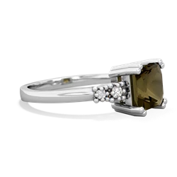 Smoky Quartz Art Deco Princess 14K White Gold ring R2014