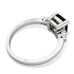 Smoky Quartz Art Deco Princess 14K White Gold ring R2014
