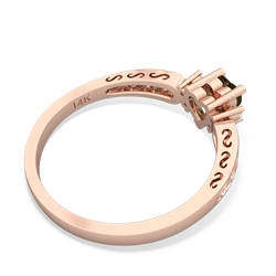 Smoky Quartz Filligree Scroll Heart 14K Rose Gold ring R2429