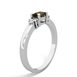 Smoky Quartz Simply Elegant East-West 14K White Gold ring R2480