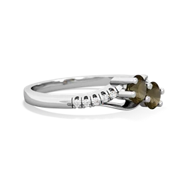Smoky Quartz Infinity Pave Two Stone 14K White Gold ring R5285