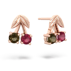 Smoky Quartz Sweet Cherries 14K Rose Gold earrings E7001