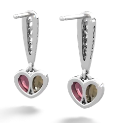 Smoky Quartz Filligree Heart 14K White Gold earrings E5070