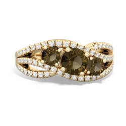 Amethyst Three Stone Aurora 14K Yellow Gold ring R3080
