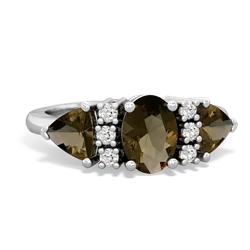 Garnet Antique Style Three Stone 14K White Gold ring R2186