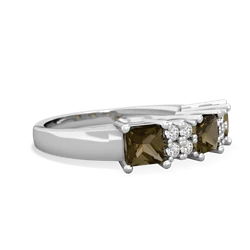 London Topaz Three Stone Diamond Cluster 14K White Gold ring R2592