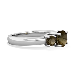 White Topaz Three Stone Round Trellis 14K White Gold ring R4018