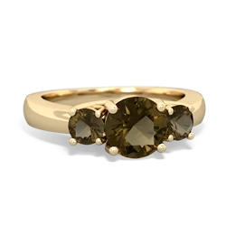 Garnet Three Stone Round Trellis 14K Yellow Gold ring R4018
