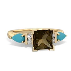 Smoky Quartz 6Mm Princess Eternal Embrace Engagement 14K Yellow Gold ring C2002