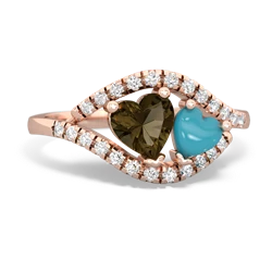 Smoky Quartz Mother And Child 14K Rose Gold ring R3010