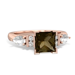 Smoky Quartz 6Mm Princess Eternal Embrace Engagement 14K Rose Gold ring C2002