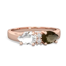 Smoky Quartz Pear Bowtie 14K Rose Gold ring R0865