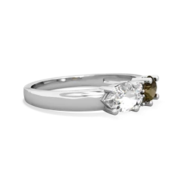 Smoky Quartz Pear Bowtie 14K White Gold ring R0865