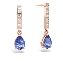 Tanzanite Art Deco Diamond Drop 14K Rose Gold earrings E5324