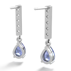 Tanzanite Art Deco Diamond Drop 14K White Gold earrings E5324