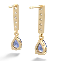 Tanzanite Art Deco Diamond Drop 14K Yellow Gold earrings E5324