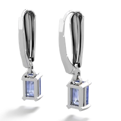 Tanzanite 6X4mm Emerald-Cut Lever Back 14K White Gold earrings E2855