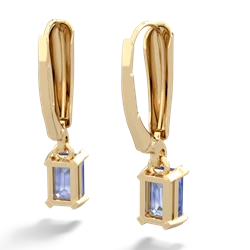 Tanzanite 6X4mm Emerald-Cut Lever Back 14K Yellow Gold earrings E2855