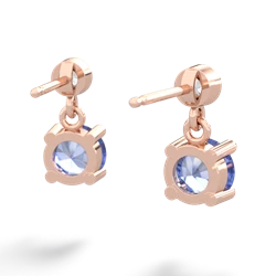 Tanzanite Diamond Drop 6Mm Round 14K Rose Gold earrings E1986