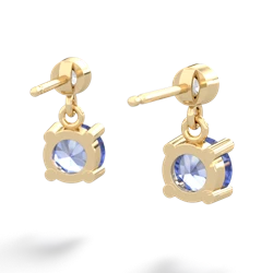 Tanzanite Diamond Drop 6Mm Round 14K Yellow Gold earrings E1986