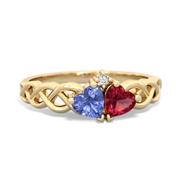 Tanzanite Heart To Heart Braid 14K Yellow Gold ring R5870