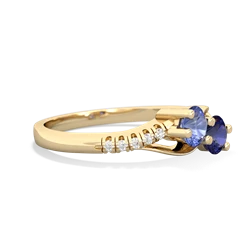 Tanzanite Infinity Pave Two Stone 14K Yellow Gold ring R5285