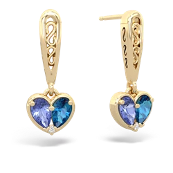 Tanzanite Filligree Heart 14K Yellow Gold earrings E5070