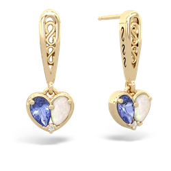 Tanzanite Filligree Heart 14K Yellow Gold earrings E5070