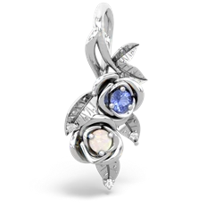 Tanzanite Rose Vine 14K White Gold pendant P5680